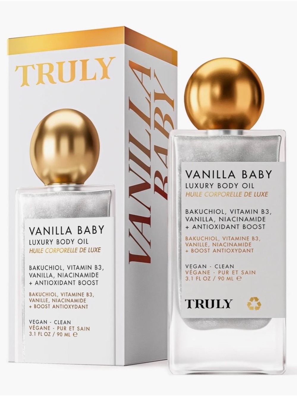 TRULY Vanilla Baby Luxury Body Oil – Gold, White